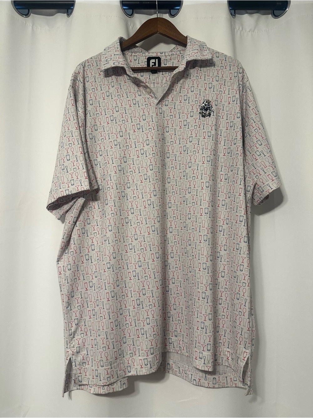 FootJoy Men's XL GA Southern Red White and Blue Patterned Polo Shirt